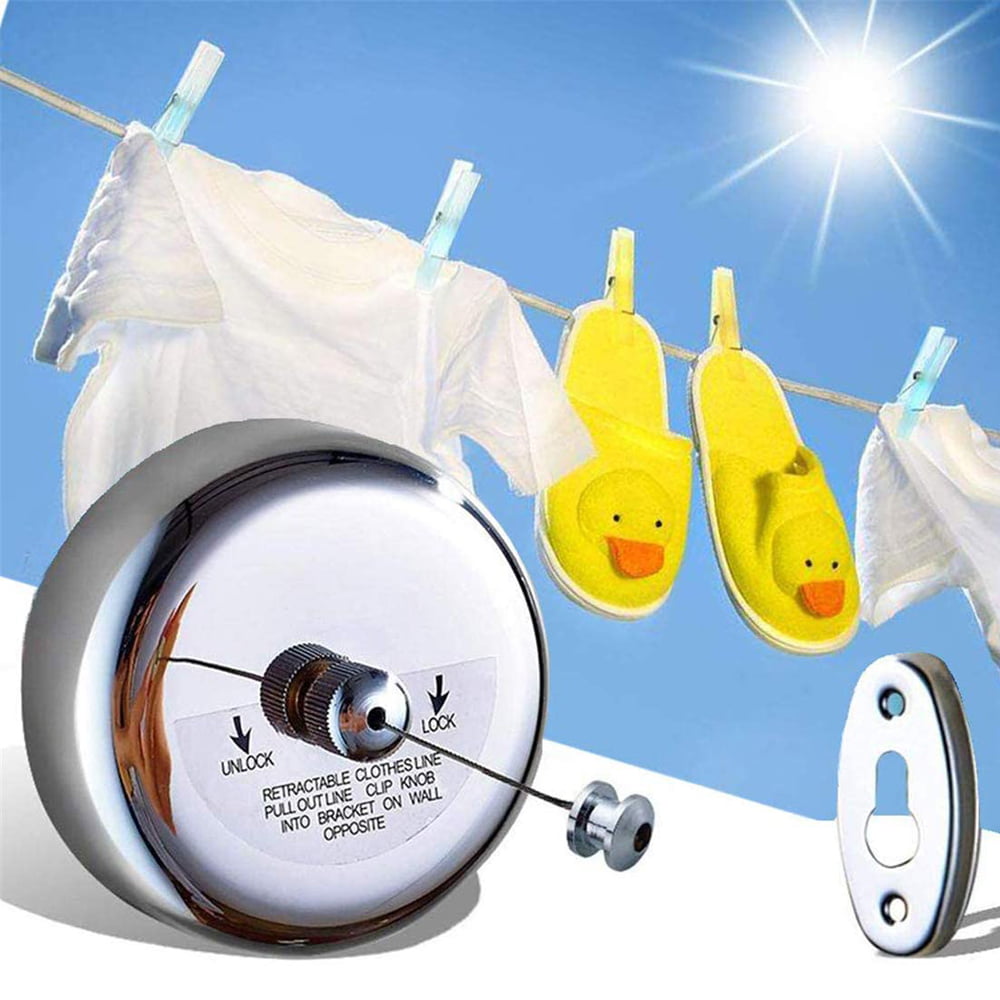 Stainless Steel Retractable Clothes Line In/Outdoor Laundry Single Clothesline 