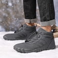 thumbnail image 4 of Botas de nieve forradas de piel con cordones para mujer y hombre, zapatos antideslizantes para exteriores para invierno, 4 of 9