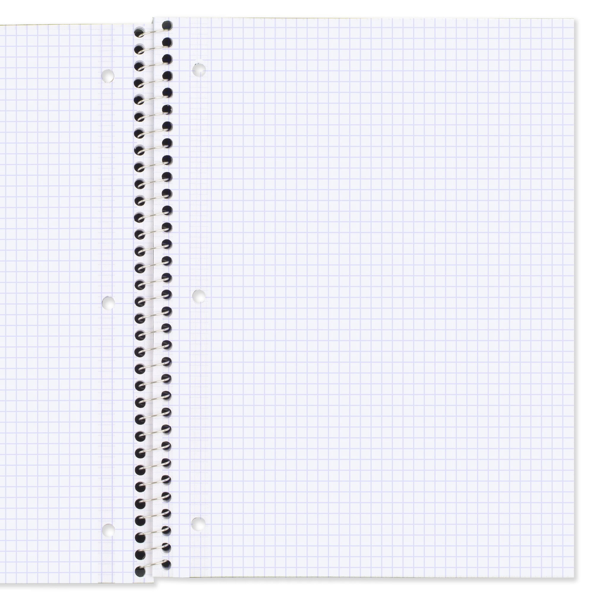 Mead Spiral Notebook, 1 Subject, Graph Ruled, 10.5" x 7.5", 100 Sheets, Black
