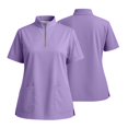 thumbnail image 2 of Women's Zip-Front Stand Collar Scrub Top – Lightweight Comfortable Top with Well-Placed Pockets Light Purple S, 2 of 5