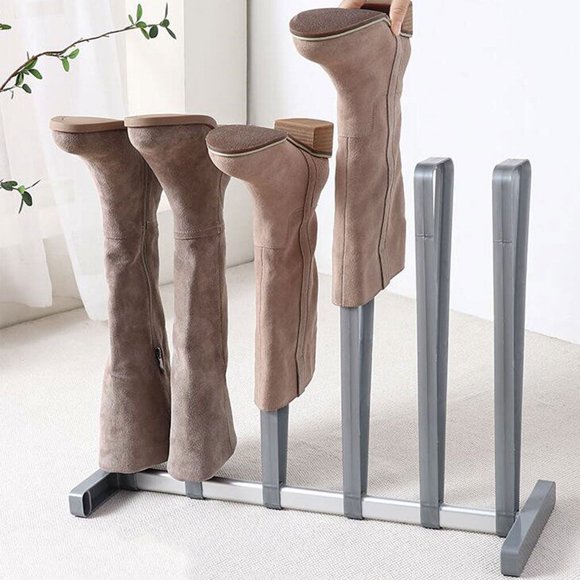 Langgg Boot Storage Rack Home Stable Footwear Organizer Vertical Shoe Stand Multi-slot Boots Racks Long Shoes Holder Organization Tool Gray