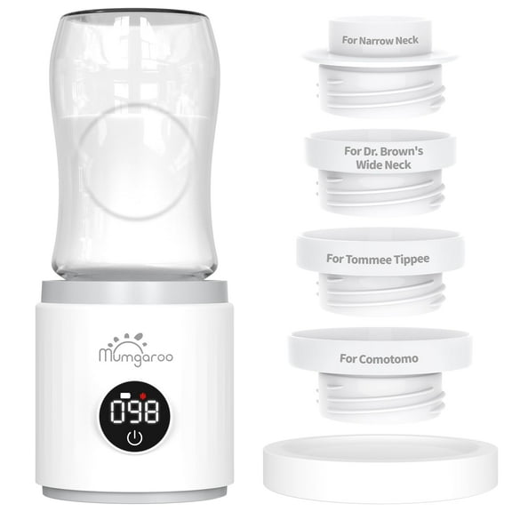 Bottle Warmer, Portable Bottle Warmer for Travel with 4 Adapters, LED Real-time Display & Rechargeable & Precise Temperature Control Travel Bottle Warmer for All Bottles Breastmilk & Formula