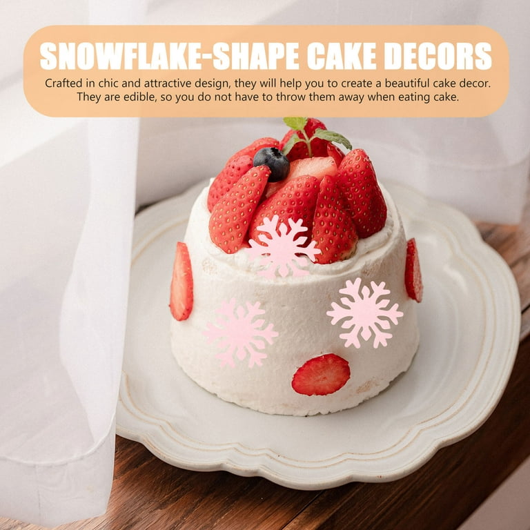 50pcs Edible Snowflakes Cake Decor Cupcake Toppers Winter Christmas Party  Cake Decor 