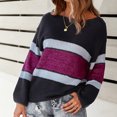 thumbnail image 3 of Vedolay Fall Sweater Womens Striped 2023 Long Sleeve Ribbed Knit Loose Oversized Pullover Sweaters,Black L, 3 of 5