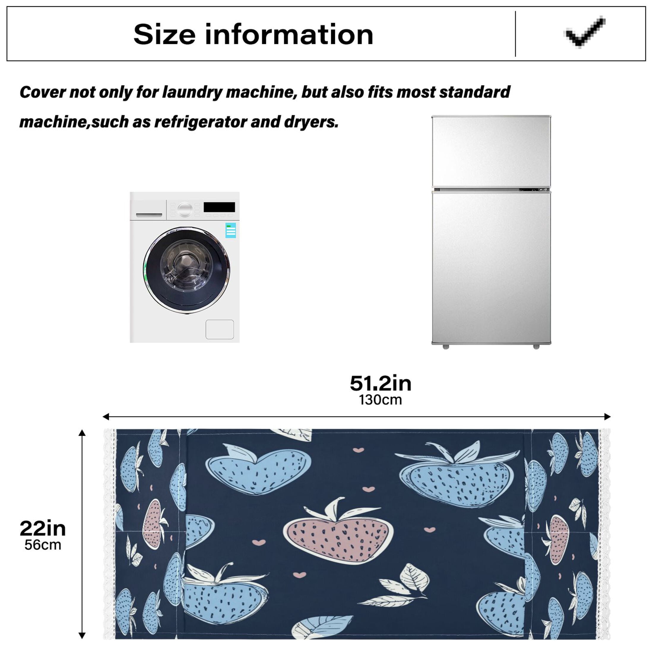 WOBOGO Blue Strawberry Pattern Washing Machine Cloth Dryer Refrigerator Top Cover Protective Non-Slip Mat For Kitchen Laundry