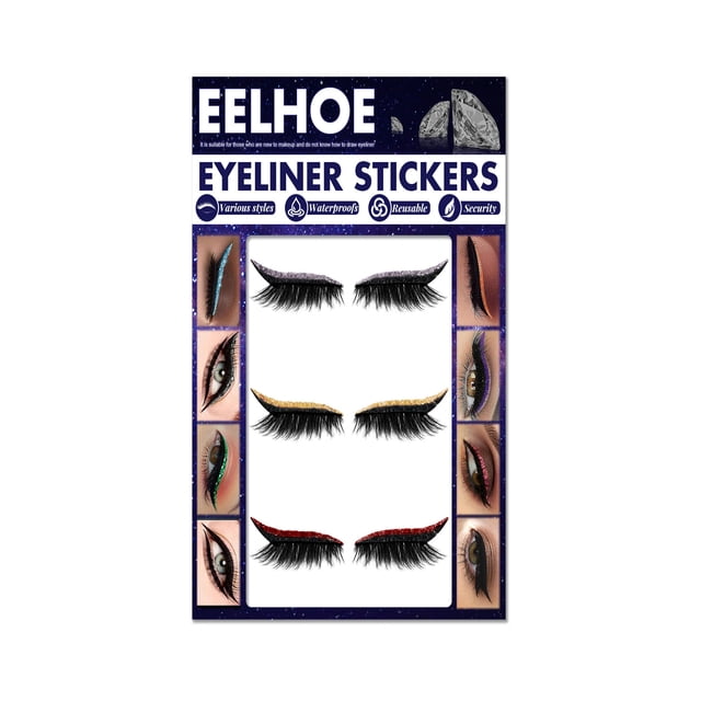 Etiqueta engomada del delineador de ojos de la pestaña Etiqueta engomada del delineador de ojos del brillo de tres colores Etiqueta engomada del maquillaje de ojos Wmkox8yii hjk1559