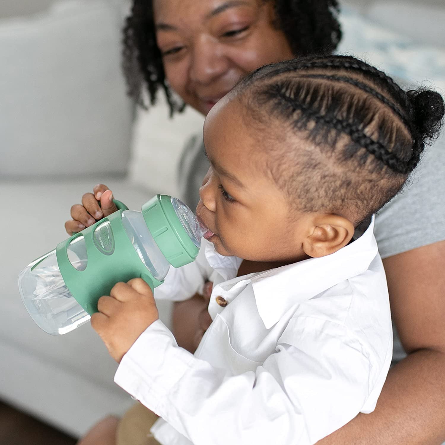 Dr. Brown's Wide-neck Baby Bottle Handles, 100% Silicone, Blue/Green/Gray, 3-Pack