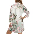 thumbnail image 2 of Xixirimido Cherry Blossom Hummingbirds Print Women's Lightweight Beach Cover Up Long Sleeve Button Down Shirt Dress Swimsuit Cover Up with Pocket & Side Slits, Size L, 2 of 7