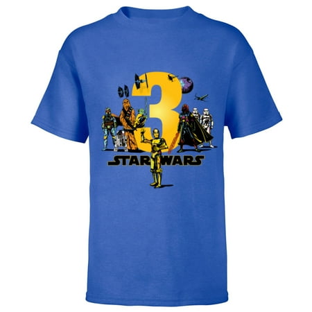 Star Wars Classic Characters Third Birthday 3 Years Old - Short Sleeve T-Shirt for Kids - Customized-Royal