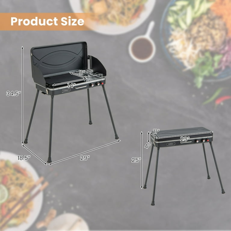 Costway 2-in-1 GAS Camping Grill and Stove with Detachable Legs