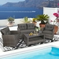 thumbnail image 5 of Gymax 4PC Rattan Patio Conversation Set Cushioned Outdoor Furniture Set, 5 of 10