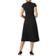 thumbnail image 3 of Vestido plisado de mujer Inspire Chic con cuello simulado, mangas cortas, cinturón y corte A, talla XL, color negro, 3 of 6
