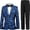 Blue, variant on Boys Suit Tuxedo Wedding Prom Suit Boys Jacquard Suit 3 Piece Shirt Blazer Jacket Pants Set 6-14