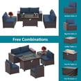 thumbnail image 2 of Gotland 7 Pieces Outdoor Patio Furniture with 43"Fire Pit Table, Furniture Patio Sectional Sofa Set,navy blue, 2 of 6