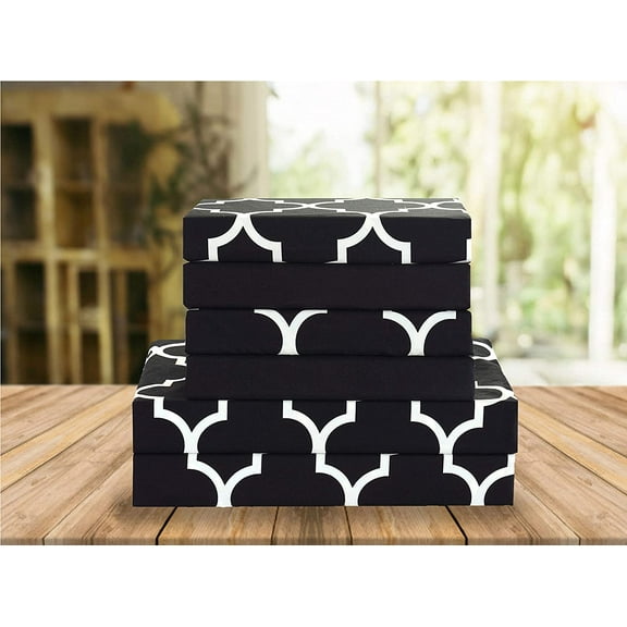 Celine Linen Holiday Gift Quatrefoil Pattern 1500 Series Percale Wrinkle and Fade Resistant (6-Piece) Bedding Set, Full, Black