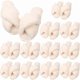 thumbnail image 1 of wonima44 12 Pairs Womens Cross Band Fuzzy Slippers Bulk Plush House Slippers Bridesmaid Bridal Party Slipper White Open Toe Fluffy Slipper, 1 of 1