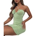thumbnail image 2 of Womens Y2K Halter Tie Dye Mini Dress Boho Printed Lace Up Bodycon Dress Tropical Beach Dresses, 2 of 4