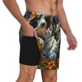 thumbnail image 2 of Yiaed Sunflower Field Spotted Dog Print Mens Swim Trunks Bathing Suit Compression Liner Beach Swim Shorts Swimwear Quick Dry Zipper Pocket No-Chafing Board Short-3X-Large, 2 of 6