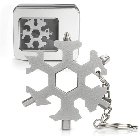 Snowflake Multi Tool 19-in-1 Stainless Steel EDC Multitool Keychain Bottle Opener Screwdriver Wrench Portable Outdoor Travel Camping Multi Function Pocket MultiTool Gadgets for Men DIY