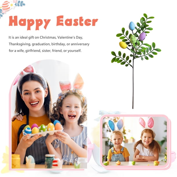 Xihbxyly Arreglo de Huevos de Pascua, Vegetación Multicolor Vibrante, Decoración Festiva Primaveral, Ideal para El Hogar y Bodas, Flores Artificiales Reutilizables, 40 Cm de Largo, Regalo Perfecto pa
