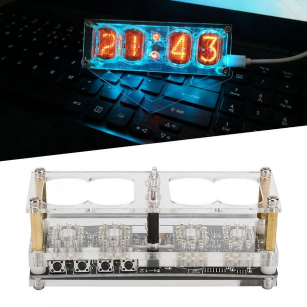 Nixie Clock, LED Tube Clock Micro USB Interface Acrylic Shell With 4 ...