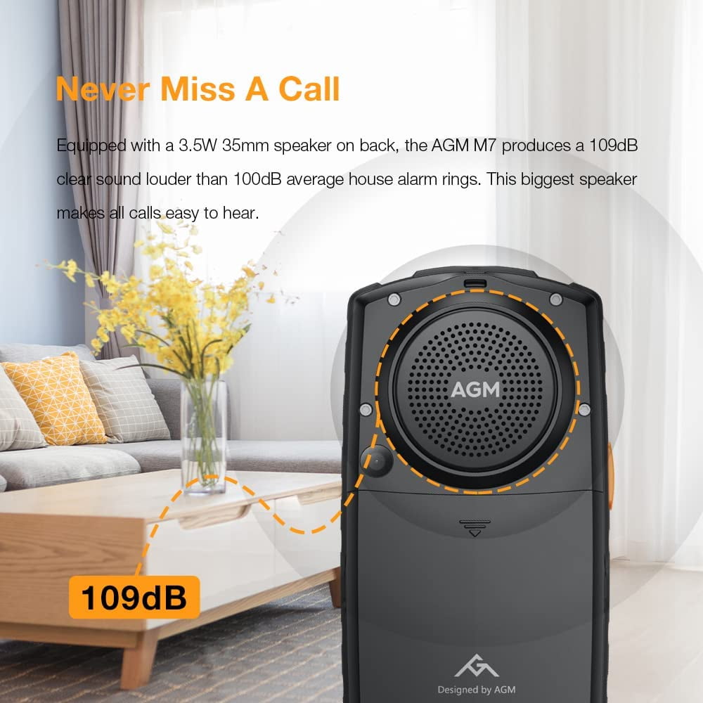 AGM M7 Cell Phone Unlocked Rugged Phone IP68 Waterproof Outdoor Phone, 2500mAh Battery 4G for Seniors Dual SIM Biggest Speaker 2.4" Touch Screen 1GB+8GB Facebook/Skype/TikTok