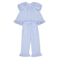 thumbnail image 4 of IWRICH Pajama Set for Women 2 Piece Plaid Short Sleeve Pjs Cute Ruffle Sleepwear Pajamas Loungewear Light Blue XXL, 4 of 4