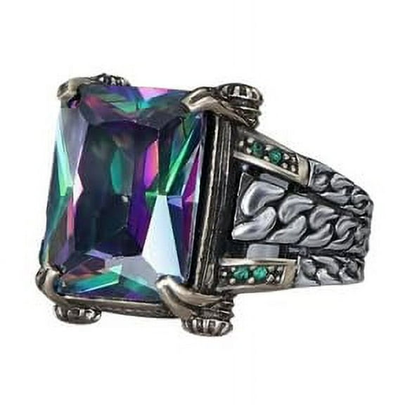 Roarsilver Mystic Topaz Silver Ring-Mens Handmade Ring-Men's Rings-Gift for Him and Her-925 Rings for Men-Handmade Mystic Topaz Ring-Men's Topaz Ring | 5