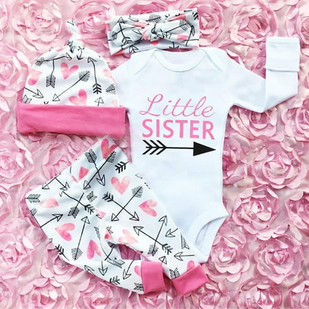 

Maxcozy Newborn Baby Girl Romper Pants Headband Hat Clothes Outfit Set 0-18 Months