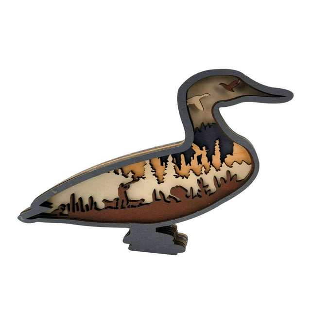 yuksok Multilayer Carved Duck Silhouette Creative Handmade for Desktop Shelf Office