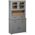 thumbnail image 1 of vidaXL Highboard Grey 93x40.5x180 cm Solid Pine Panama Range, 1 of 5