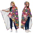 thumbnail image 2 of Wearable Blanket,Pioneer Flower Floral Print Pattern Hooded Wearable Flannel Blanket for Adults & Teens with Buckle,Winter Poncho Shawl Wrap Cape,50"x60", 2 of 5
