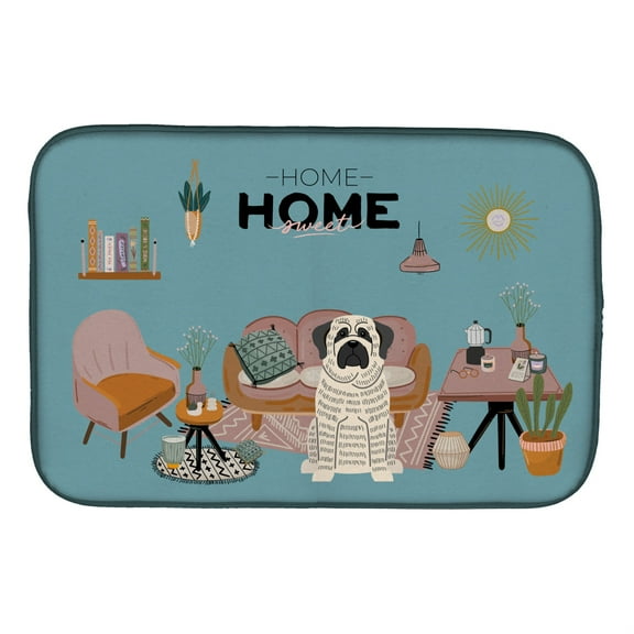 White Mastiff Brindle Sweet Home Dish Drying Mat