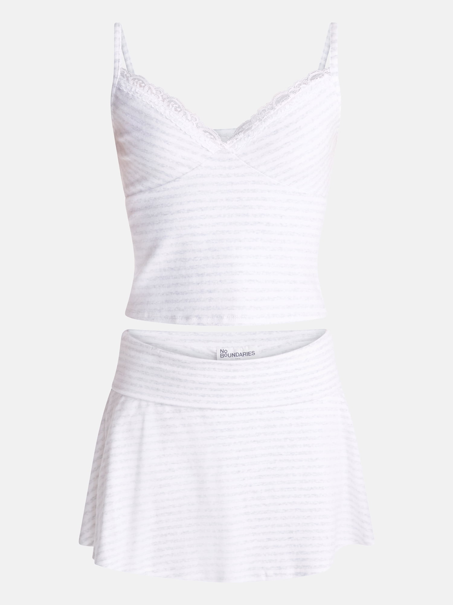 No Boundaries Lace Trim Cami and Foldover Skirt Set, 2 Piece, Women’s XXS-XXL