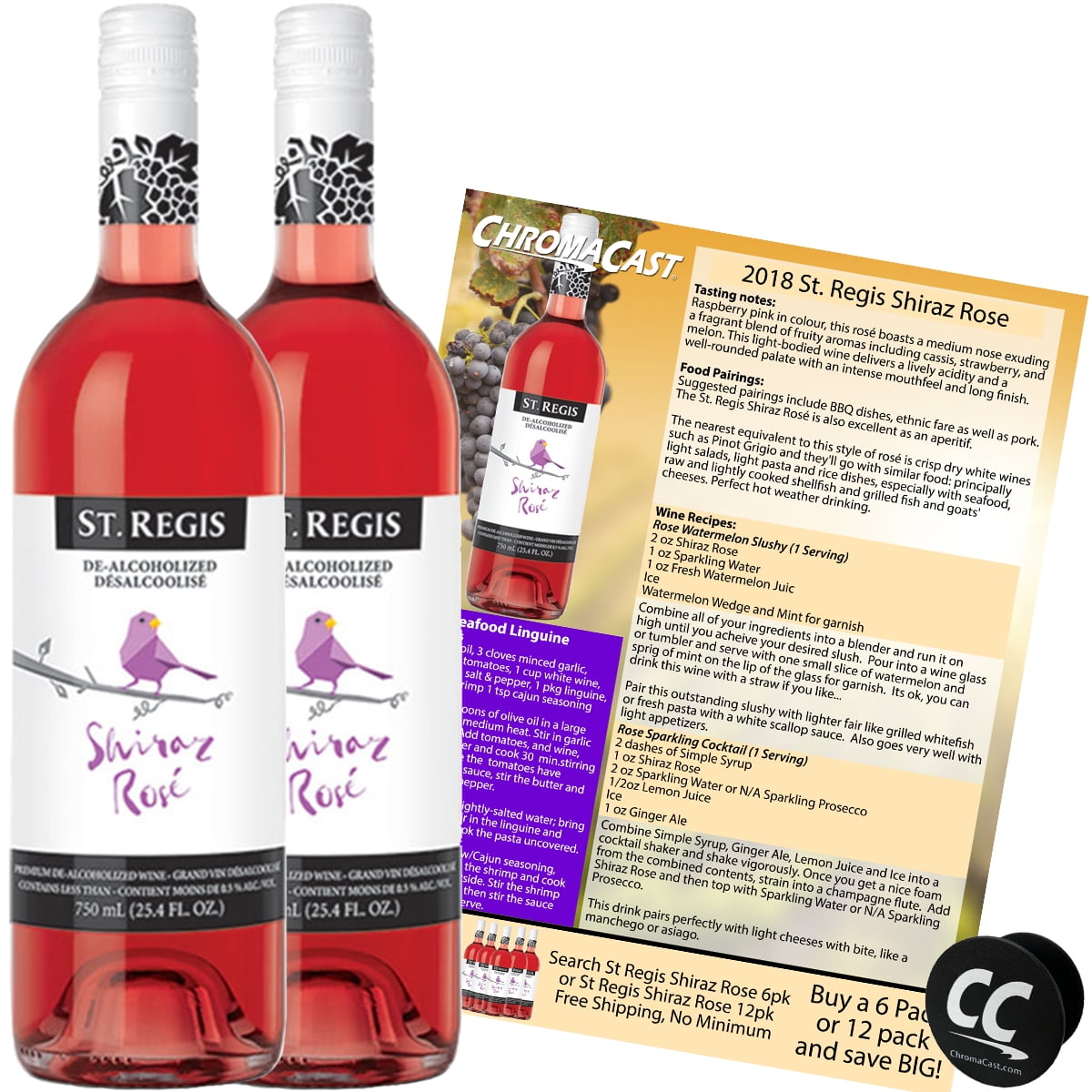 ST. REGIS Shiraz Rose NonAlcoholic Rose Wine Experience Bundle with