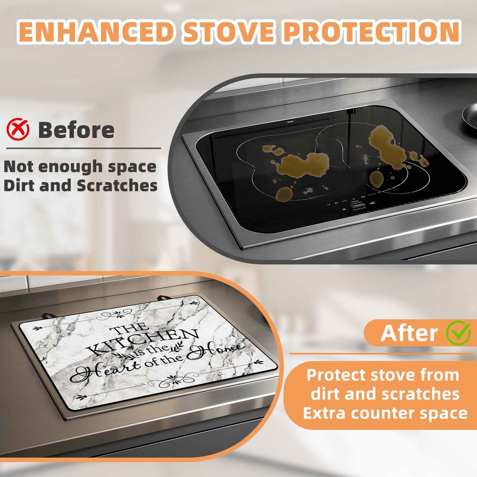 28.5x20.5"/72.5x52cm Rubber Stove Top Cover for Electric Stove, Range, Induction Cooker Glass Ceramic Cooktop Protector, Heat Resistant Anti-scratch Non-slip Stovetop Cover Protective Pad