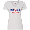 thumbnail image 3 of Inktastic Boat Hair Don't Care, Anchor, Sailing - Red Blue Women's V-Neck T-Shirt, 3 of 5