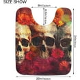 thumbnail image 3 of Dreamtimes Toiletry Mat Painting Skulls with Flowers Print, Luxury U-Shaped Toilet Rug, Soft Contour Mat for Bathroom Floor, Non-Slip Absorbent Bath Carpet, Dry Quickly, Machine Washable, 17.3"x13.4", 3 of 4