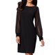 thumbnail image 1 of Minivestido de malla brillante para mujer: manga larga, cuello en V, corte ajustado, poliéster ajustado para todas las ocasiones, tallas US/UK/EU S-XXL., 1 of 7
