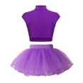 thumbnail image 2 of Alvivi Kids Girls Shiny Ballet Dance Outfits Gymnastic Shirt Crop Top and Tutu Skirt Bllerina Costume Purple 10, 2 of 7