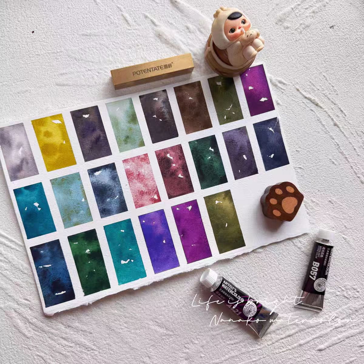 Rubens Artist Watercolor Handmade Mineral 22 Colors 2ml Iron Box with Color Card for Artists, Beginners, Adults