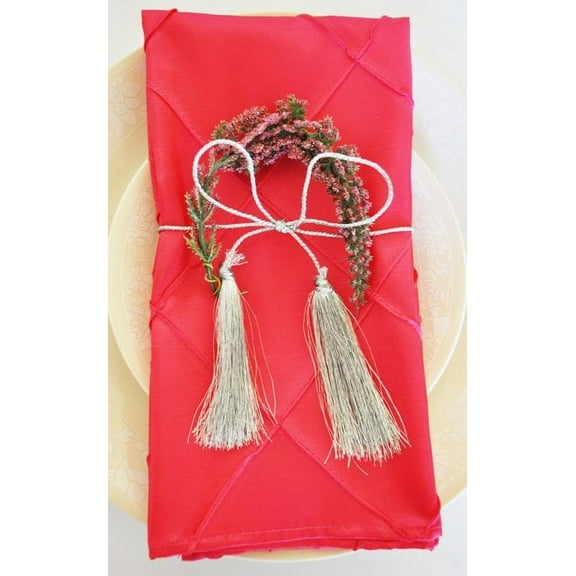 Wedding Linens Inc. 10 pcs 20"x 20" Premium Pintuck Taffeta Table Linen Napkins for Party Wedding Reception Catering Dining Home Restaurants - Fuchsia