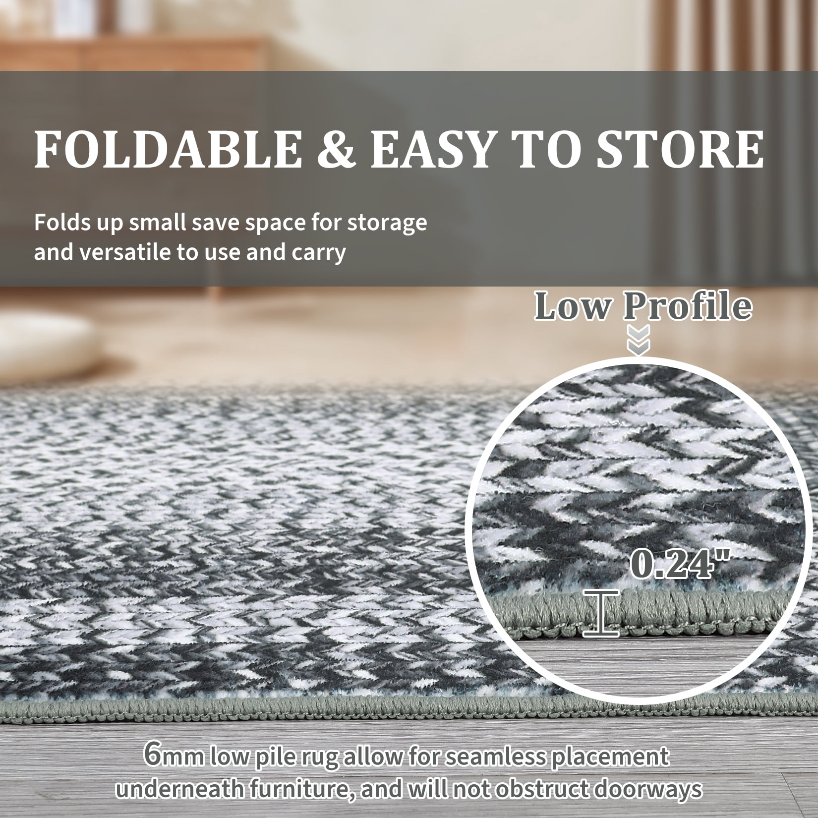 CAROMIO Indoor Area Rug 2' x 8' Runner Rug for Living Room Modern Imitation Braided Pattern Geometric Rug Bedroom Rug, Gray