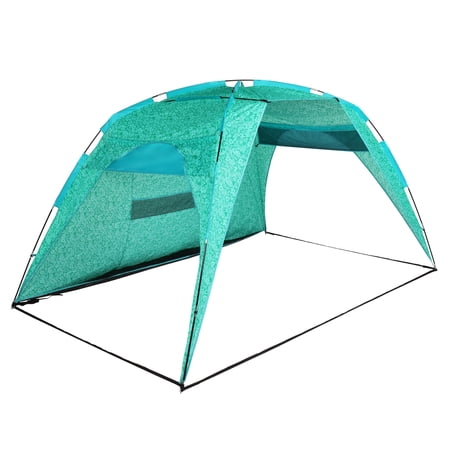 350x250x200cm Square Polyester Fabric Fiber Pole Beach Awning, Blue