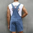thumbnail image 5 of BXINGOHAI Mens Casual Bib Overall Shorts Lightweight Loose Fit Denim Jumpersuit Walkshort Pockets Rompers Blue,XL, 5 of 6