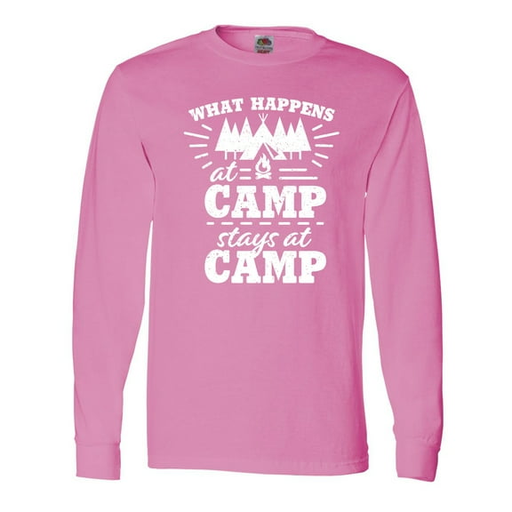 Inktastic What Happens at Camp Stays at Camp with Tent and Woods Long Sleeve T-Shirt