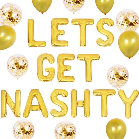 

JeVenis Set of 16 Gold Lets Get Nashty Balloons Nashville Bachelorette Party Decor Nash Bash Bachelo
