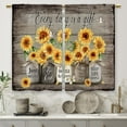 thumbnail image 5 of Vintage Sunflower Floral Kitchen Curtains Rustic Flower Inspirational Small Short Cafe Window Curtains Wooden Country Bathroom Living Room Bedroom Drapes Treatment 2 Panels (27.5x36 Inch), 5 of 6