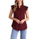 thumbnail image 1 of Blusa sin mangas con volantes de cuello en V para mujer INSPIRE CHIC, camisa elegante sólida en burdeos, talla L, 1 of 1