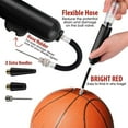 thumbnail image 5 of Mini bomba infladora de bolas portátil para neumáticos de bicicleta, baloncesto, fútbol, voleibol - Bomba manual compacta de alta presión con manguera flexible, múltiples boquillas - rojo, negro, 5 of 5